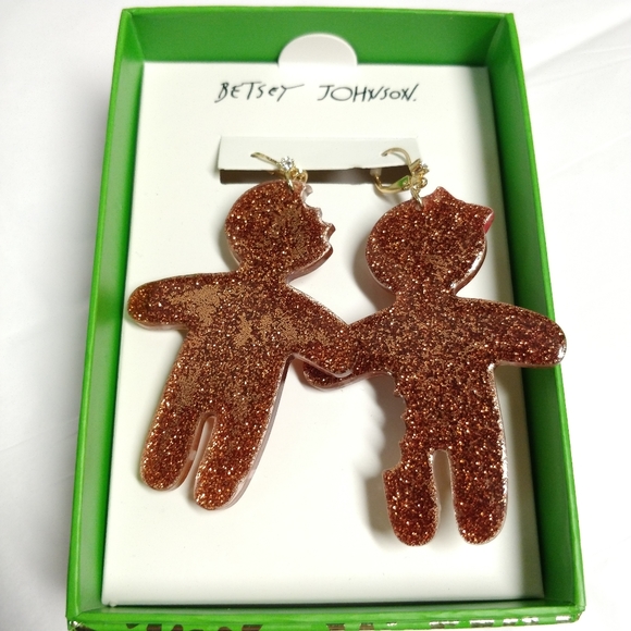 NEW Betsey Johnson Large Gingerbread Kid Earrings - Picture 5 of 7